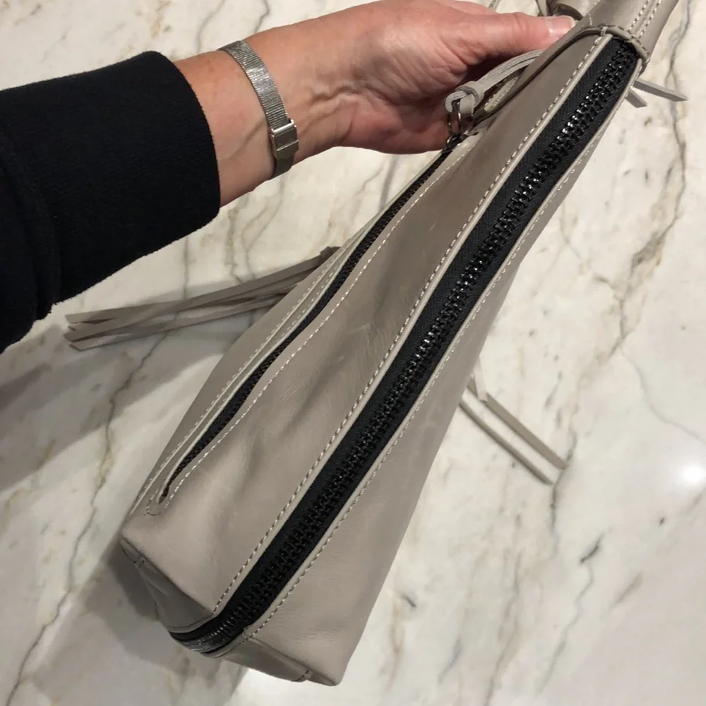 Joe’s Jeans NEW genuine leather tote bag, expandable, zip top